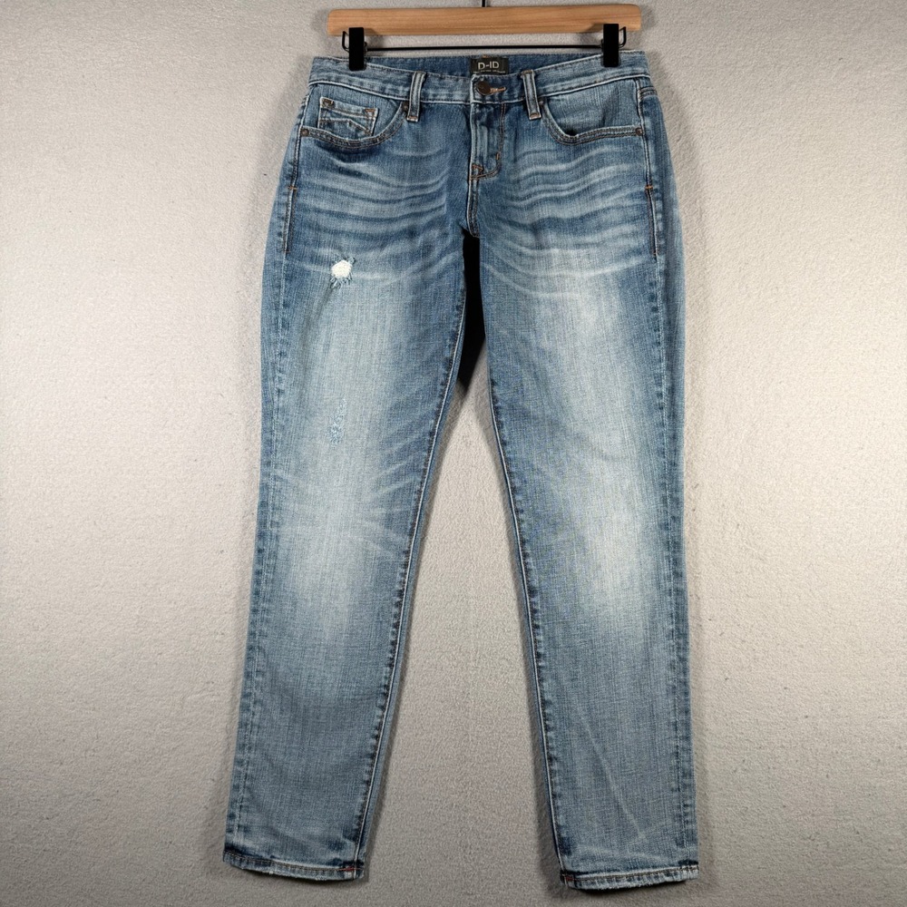 D-ID Melville Boyfriend Jeans Nakano Blue Distressed Denim 1300-0020 Size 25
